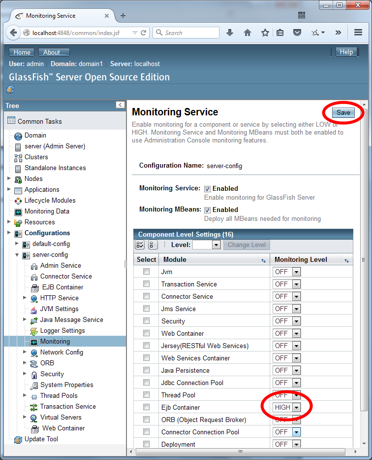 Enable EJB monitoring